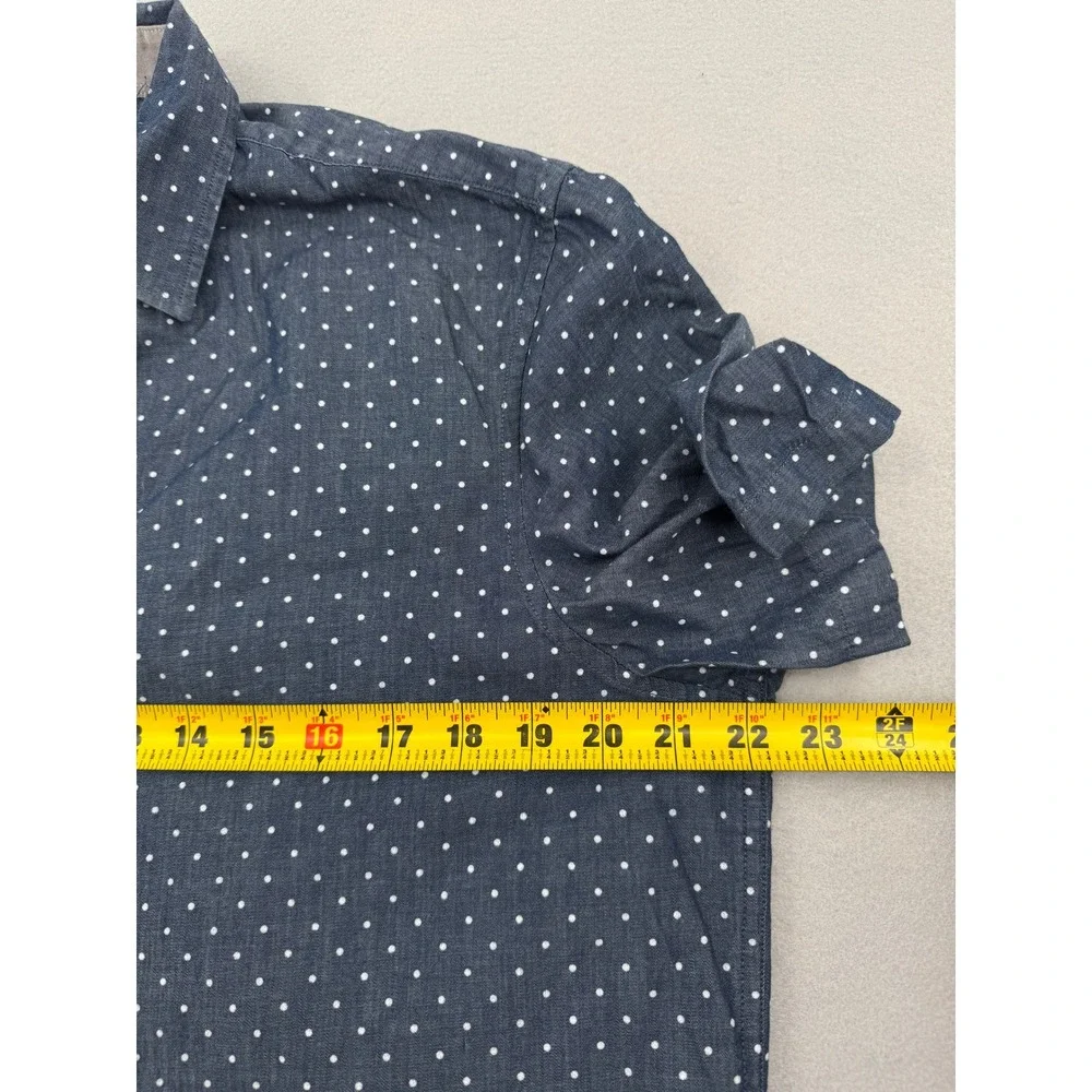 Michael Kors Mens M Blue Polka Dot Short Sleeve Button Down Shirt Classic Fit